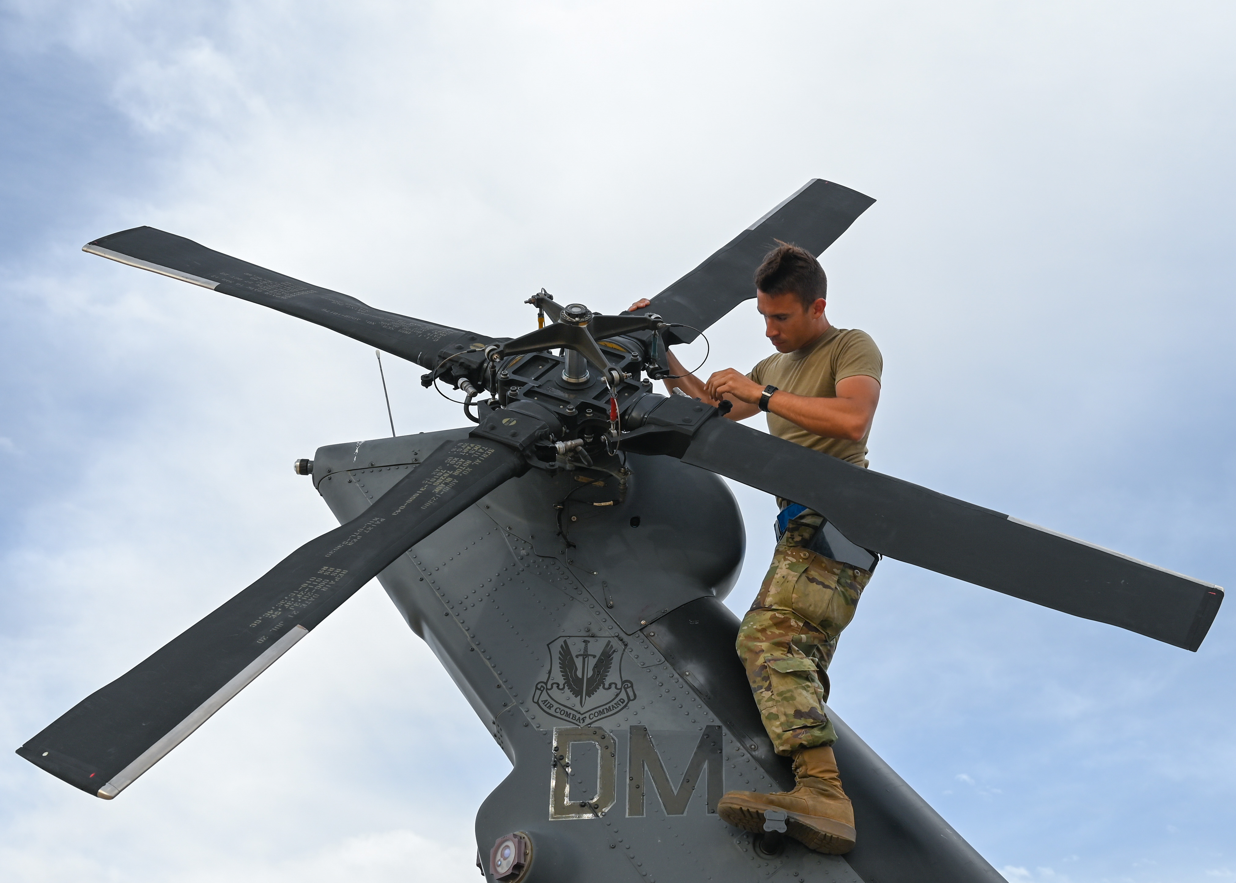 An image of an A-10 being worked on, representing the 355th Maintenance Group.